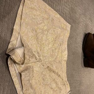 J Crew Dressy Shorts - gold floral with metallic thread size 16